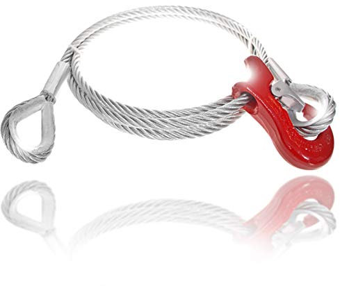 Drahtseile24 Corde forestière, avec cosses, corde arrière - Avec crochet coulissant - 10 mm - 16 mm - 0,5 m - 50 m - Diamètre : 12 mm - Charge utile : 1 500 kg - 1,5 m