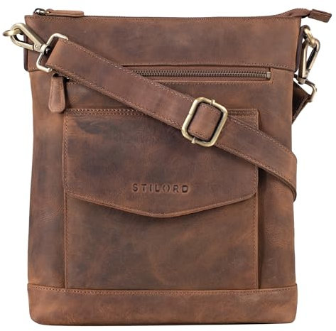 STILORD 'Mailo' Vintage Ledertasche Moderne Umhängetasche für Damen und Herren Schultertasche für 13 Zoll Macbook Handtasche echtes Leder, Farbe:mittel - braun