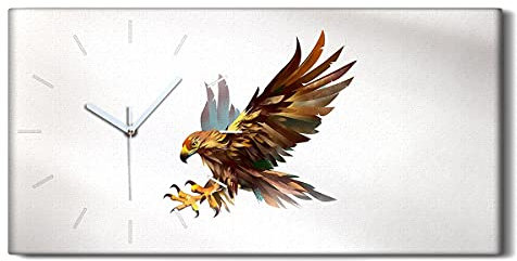 Coloray Uhr auf Leinwand - Weiße Hände - Segeltuch Dekoration Wand Uhr Ohne Tickendes Geräusc Wohnzimmer Kunst - Tiervogel Eagle Kunst