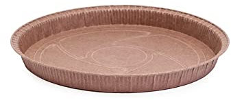 Ecopack Lot de 8 moules ronds en papier jetables pour tartes, gâteaux et quiches en papier antiadhésif, adaptés au four max à 220 °C, dimensions 22 x 2,5 cm, marron,