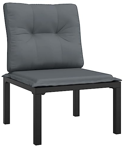 vidaXL Silla de jardín con Cojines ratán sintético Negro y Gris, Silla, sillón de jardín, sillón Moderno, sillón, Silla con cojín, sillón de Patio