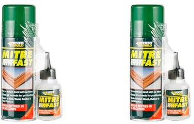Everbuild Mitre Fast Two Part Instant Bonding Kit, 50g Adhesive & 200ml Activator - Ideal for all Cornice and Profile Mitres, Trims & Picture Frames (Pack of 2)