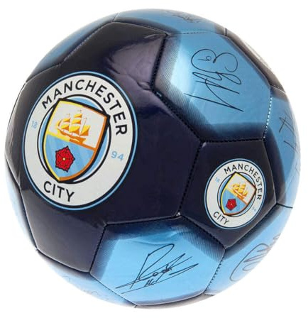 Hy-Pro - Balón de fútbol Oficial del Manchester City F.C. - Talla 1, Firma metálica, mercancía del Man City, Coleccionable para niños y Adultos