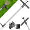 KESSER® Unkrautstecher mit Stiel | Unkrautentferner mit T-Griff & Fußpedal | Gartenwerkzeug effizientes Entfernen von Unkraut 3 Stahlzähne & Sprungfeder | Wurzelentferner mit Handschuhe & Schutzkappe
