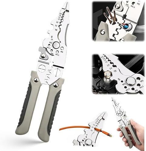 VBNZBK Multifunctional Wire Stripper, Multifunktionale Abisolierzange Crimper Kabelschneider Zange, Elektriker-Zange, Professionelle Elektriker Zangenwerkzeuge und Kabelabisolierer