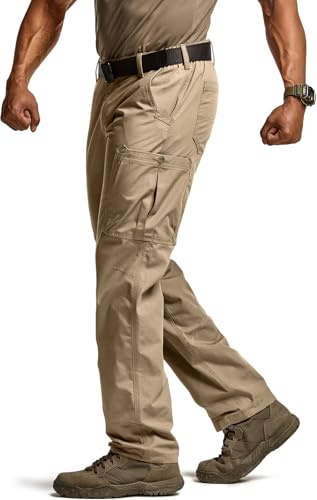 CQR Men's Military Cargo Pants, Water Resistant Ripstop Army Combat Tactical Pants, Outdoor Hunting Hiking EDC Work Pants, Hauler Alamo Khaki, 38W x 30L