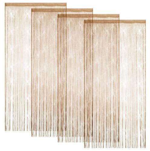 LITLANDSTAR 4 tende a fili per porta, con brillantini, decorazione per finestre, divisori, per matrimoni, feste, 100 x 200 cm (champagne)