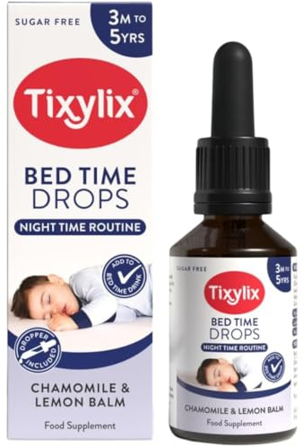 Tixylix 50ml Bed Time Drops for Children, Chamomile and Lemon Balm, Supports Sleep Routine - Natural Supplement for Children 3m to 5 years - Vegan, Gluten Free, Non-GMO, Sugar Free