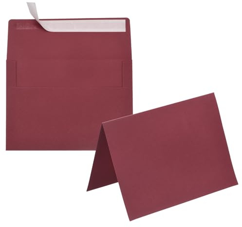 PATIKIL 50Pack Wine Red 4x6 Envelopes with Cards, Self Seal A6 Envelopes with Folded Cardstock for Greeting Cards Wedding Greeting Birthday Invitations Letter Mailing