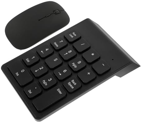 VERDANVERSE Clavier Numérique sans Fil Souris Combo Noir en Abs, Liaison sans Fil Fluide, Design Simple et Pratique pour Bureau et Maison