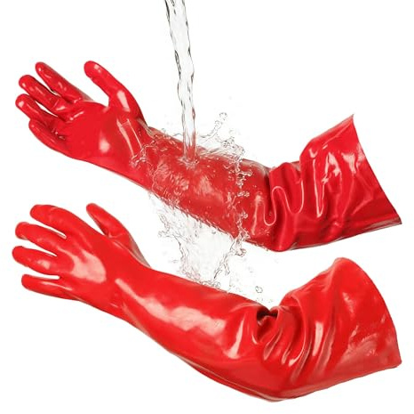 Schwer 23.5 PVC Chemical Resistant Gloves, Heavy Duty Waterproof Work Gloves Resist 212°F Boiling Water, Steam, Acid, Alkali & Oil, Long Glove for Cleaning, Dishwashing and Industrial Work, PR611