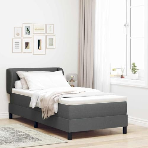 INLIFE Lit boxspring avec Matelas Gris foncé 90 x 190 cm tissu-3339997