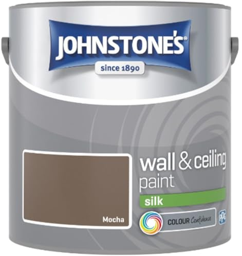 Mocha Johnstone’s Wall & Ceiling Silk Paint 2.5L – Smooth Silk Finish, Excellent Coverage, Quick Dry, Low Odour Interior Paint for Walls & Ceilings
