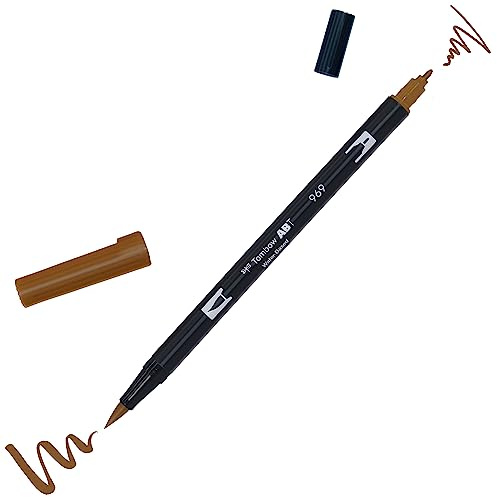 Tombow ABT-969 fiberpenna dubbla borstar penna med två spetsar choklad