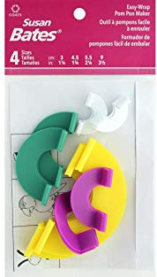 Susan Bates Easy Wrap Pom-Pom Maker-Makes 4 Sizes 1.25, 1.75, 2.25 & 3.5