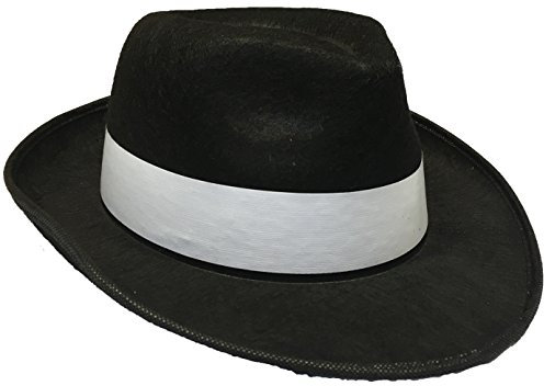 Adults Gangster Hat Black with White Band Mafia Fancy Dress Costume Accessory
