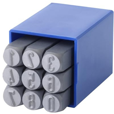 Dönges Handschlagstempelsatz rund, 9-teilig, Zahlen 0-9, Schrifthöhe 8 mm (Schlagstempel Schlagzahl)