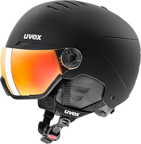 uvex Wanted Visor - robuster Skihelm für Damen und Herren - Filterkategorie 2 - optimierte Belüftung - Black matt - 54-58 cm