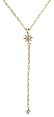 SINGULARU - Collar Y Polar Star. Colgante en Plata de Ley 925 y Circonitas con Acabado Baño de Oro de 18 Kt. Cadena de Talla Unica. Joyas para Mujer