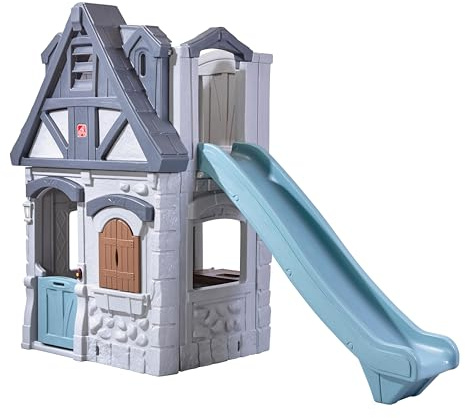 Step2 Enchanting Adventures Playhouse with slide for children | Playhouse made of plastic for garden / outdoors | Includes kitchen, bell & accessories