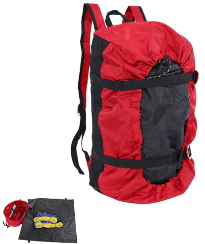 Borsa Per Arrampicata su Roccia, Kit di Corda Per Arrampicata su Roccia in 3 Colori, Borsa Per Corda da Lancio con Tracolla Pieghevole Impermeabile Per Escursionismo in Campeggio All'aperto(Rosso)