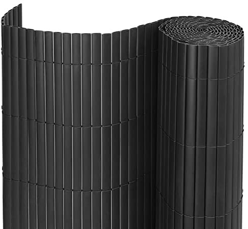 INMOZATA PVC Privacy Fence Screening 2m Hight x 3m Wide, Weatherproof Garden Screening Grey Privacy & Protective Screens with Fixed Accessories for Garden, Balcony and Terrace