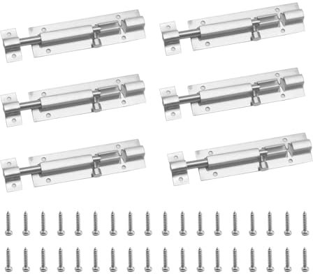 Targette de Porte, 6 Pièces Loquet Porte, Verrou Porte Interieure 100mm, Peut Être Installé Dans Les Chambres, Salles de Bains, Garages, Bureaux, Patios, Clôtures