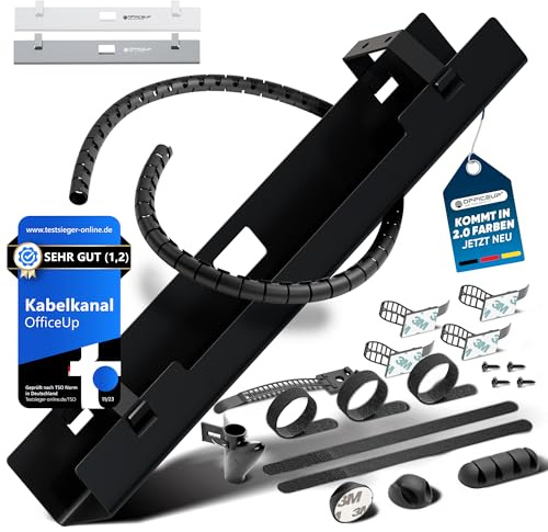 OfficeUp® KABELKANAL XXL 90cm Schreibtisch - Kabelmanagement [Komplett Set] - Cable Management - Kabelhalter [Abnehmbar] - Kabelwanne - Jetzt erhältlich
