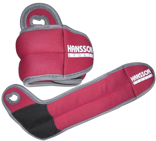 Hansson Sports® viktmanschetter löpvikter för handleder röd 2 x 1,0 kg/2 x 1,5 kg/2 x 2,0 kg (2 x 1,0 kg röd)