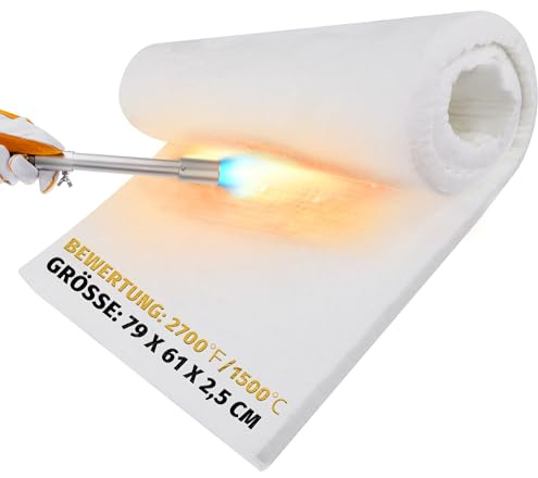 lormuzi Couverture d'isolation en fibre de céramique, 1500 °C/2700 °F (79 x 61 x 2,5 cm), isolation ignifuge pour lave-vaisselle, fours, forgerons, chaudières, fours à pizza et plus encore