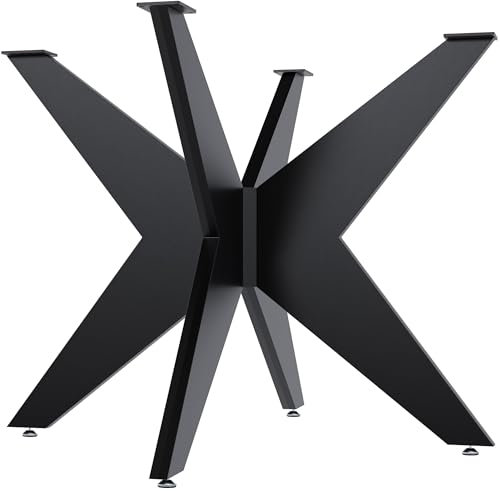 CLP Tischbeine Delmont I Tischgestell für DIY-Projekte I Stabiles Kreuzgestell aus Metall I Für Esstisch oder Wohnzimmertisch, Farbe:schwarz, Größe:95x95 cm