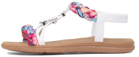 Lilley Womens White Ribbon Twist Diamante Sandal - Size 5 UK - White