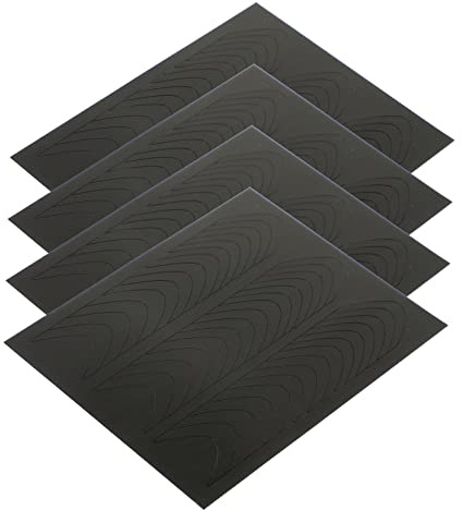 VALICLUD Pochoirs à Ongles Autocollants pour Manucure Française, 4 Feuilles en Papier Noir Faciles à Utiliser pour Décoration et Design Nail Art
