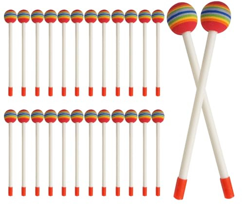 Mallet Percussion - Bâtons Percussion Du Tambour À La Main | Instruments De Musique Portables Bâtons Rythmiques | 28 Sucettes Arc-en- PC | Instruments De Musique Percussions Doux Pour