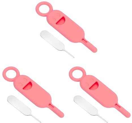 PATIKIL Herramienta de extracción de soporte de tarjeta SIM, 3 pines de tarjeta SIM, abridor de agujas, bandeja de expulsión, pines de expulsión para teléfonos celulares, tabletas, routers, color rojo
