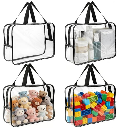 Toy Storage Bags 4 Pack, 30 x 22 x 10 cm, Waterproof PVC, with Handle