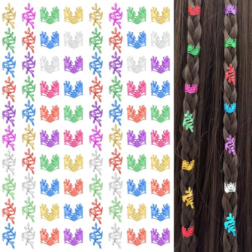 BIVYAX 80 Pièces Bijoux Cheveux Tresse, Bijoux de Cheveux Colorées réglables pour Tresses, Bijou Cheveux pour Coiffures Rock Fête Hommes Femmes Création