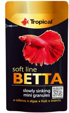 Soft Line Betta 5g - Nourriture Tendre sous Forme de Mini granules Descendant Lentement pour Betta’s et Autres Petites espèces de Poissons Labyrinthe