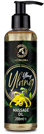 Aceite de Masaje Ylang 200ml - Aceite de Masaje - Base de Aceite de Semillas de Uva con Aceites Esenciales de Ylang Ylang, Almendra, Jazmín - Aceite para Todos los Tipos de Piel