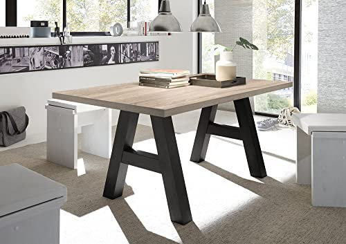 58 aufm Kessel Esszimmertisch Elia 8 180 x 90 x 75 Esstisch Schwarzstahl/Eiche Sägerau 13310-180