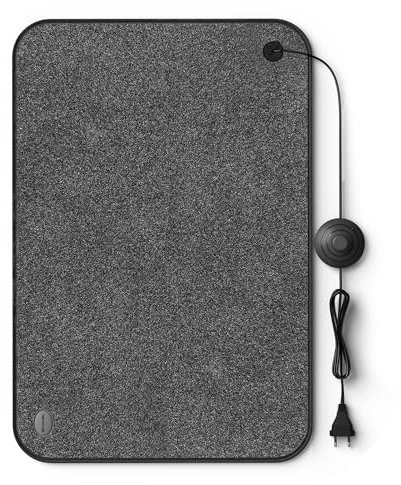Björn&Schiller elektrischer Heizteppich mit Fußschalter, Heizmatte Fussboden, 75 Watt, Wärme für Füße, 40x60 cm, beheizbare Fußmatte für Büro und zu Hause, 210cm Kabel