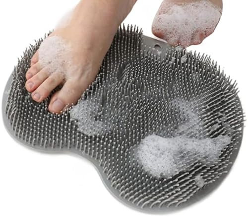 Brosse en silicone antidérapante pour salle de bain - Tapis de massage avec ventouse - Brosse de bain pour pieds pour femme - Brosse de lavage des pieds en silicone - Tapis de massage pour la douche