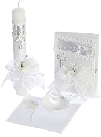Juego de velas de bautismo católico para bebé, velas bautismales para bautizo de niñas, kit de velas para bautizo de niño niña