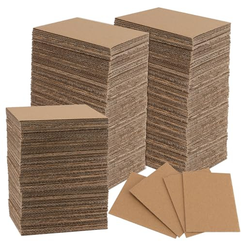 MUKLEI 300 Pack 3.5 x 4.5 Inch Corrugated Cardboard Sheets, 2mm Thick Brown Cardboard Inserts for Packaging, Flat Cardboard Sheets Corrugated Pads for Shipping, Mailing, Crafts
