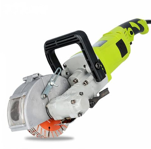 Electric Wall Chaser with 5PCS 125mm 4000W Wall Groove Cutting Brick Concrete Slotting Machine 7500RPM Slotter Saw Blade Adjustable Cutting Depth & Width for Granite Marble Concrete Stone