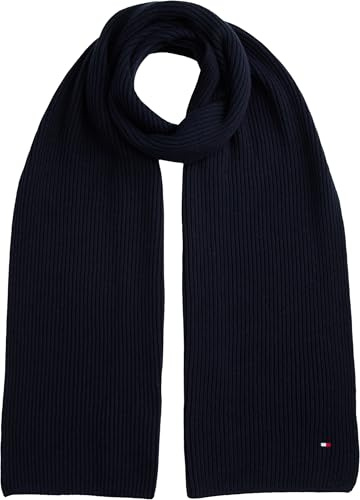 Tommy Hilfiger Uomo Sciarpa Flag Pima Cotton Cash in Maglia a Costine, Blu (Space Blue), Taglia Unica