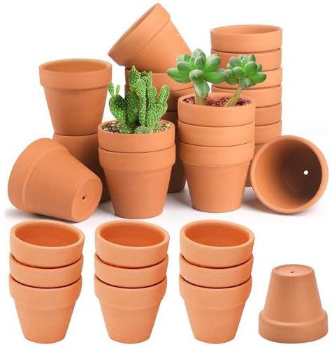 HDKAJL Pot Terre Cuite 30 Pièces, Petit Pot en Terre Cuite 4.8cm de Diamètre Mini Pot de Fleur avec Trou de Drainage pour Suculentes Cactus Intérieur Extérieur Plantes Maison
