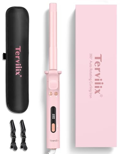 Revolutionary Automatic Rotating Curling Iron - Professional Hair Curler for Small Curls, 19mm Ceramic Barrel with Infused Argan Oil & Keratin, 9 Heat Settings, Pink
