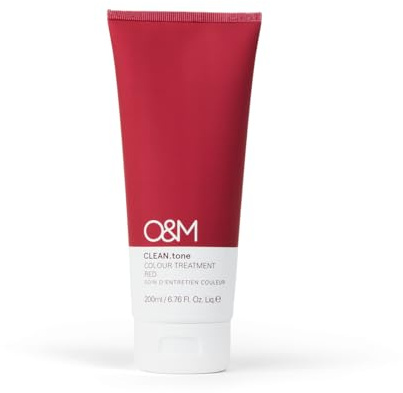 O&M CLEAN.tone Red (200 ml) – Tratamiento de color refrescante para cabello castaño a rubio oscuro – Cuida y tonifica con brillo rojo – Sin sulfatos ni siliconas – Certificado PETA, vegano, fabricado