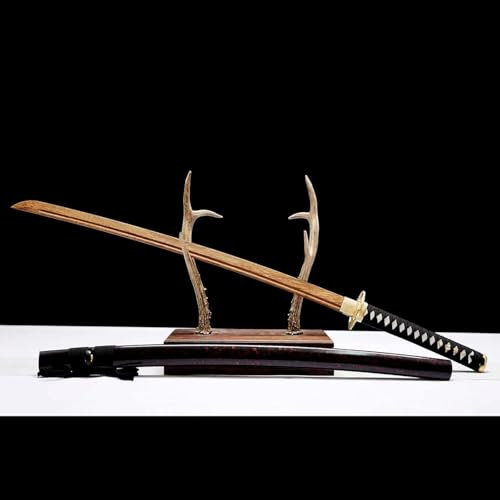 Spada da samurai in legno, paramano in rame puro, lama in palissandro naturale, fodero in legno massello con vernice spray, katana giapponese fatta a mano per Kendo, allenamento, cosplay-105CM